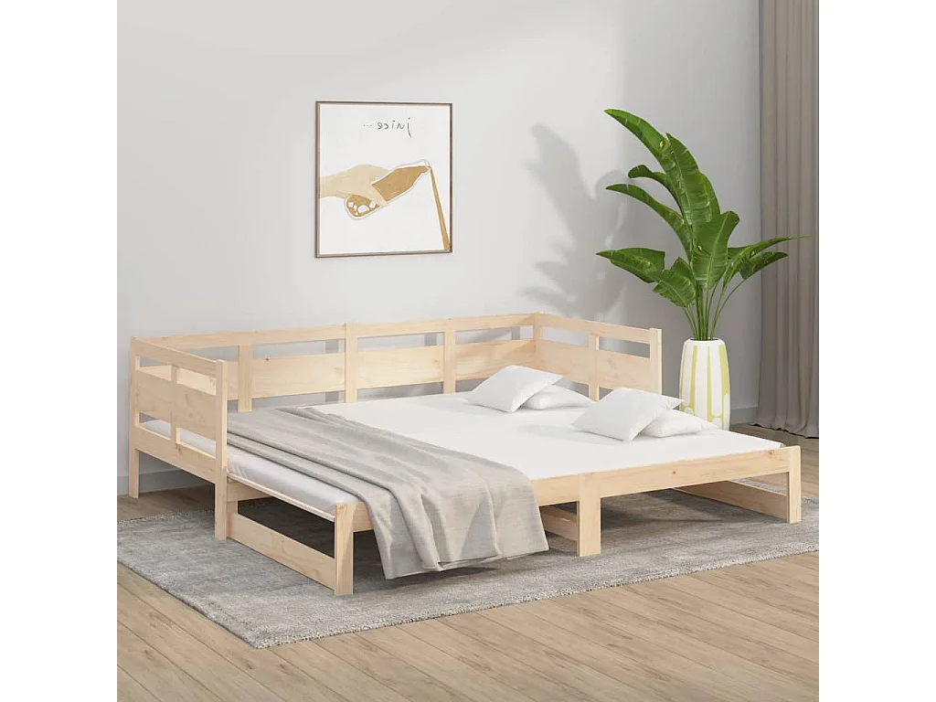 Letto scorrevole senza materasso in legno massello di pino 2x(80x200) cm