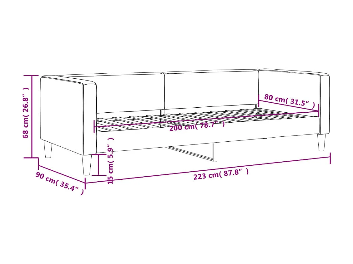 Lit de repos sans matelas taupe 80x200 cm tissu