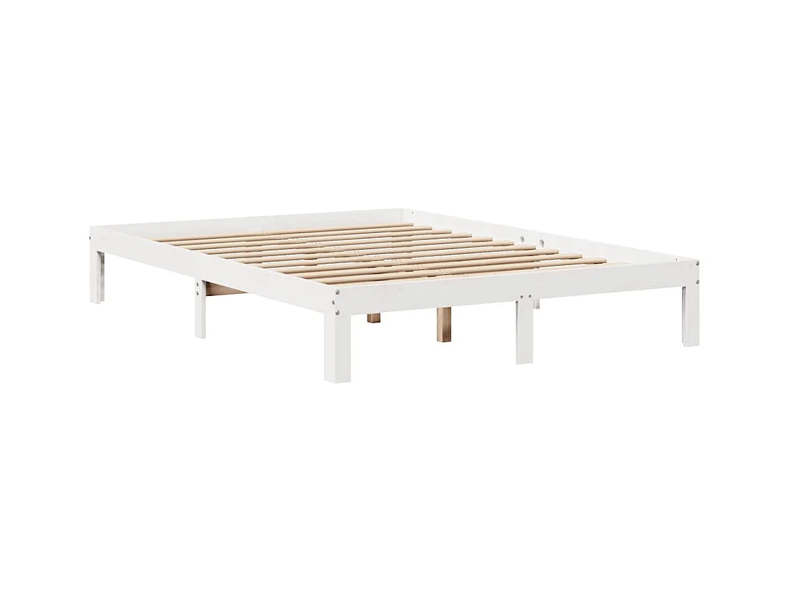 Letto libreria bianco senza materasso 140x200 cm in legno massello di pino