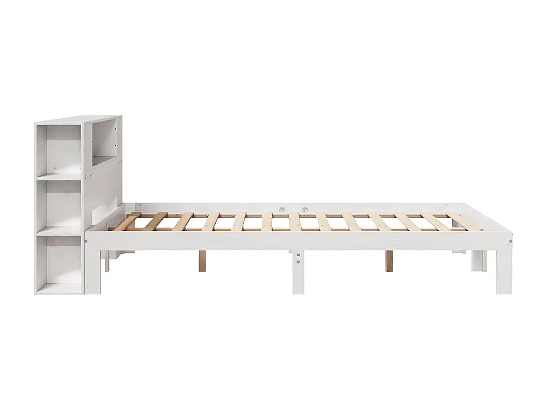 Letto libreria bianco senza materasso 140x200 cm in legno massello di pino