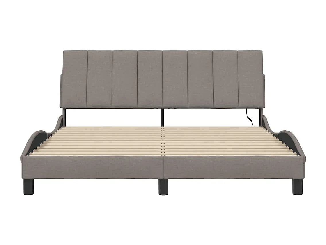 Struttura letto senza materasso in tessuto tortora 160x200 cm