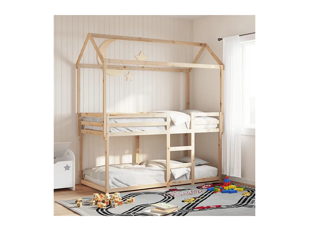 Stapelbed zonder matras 80x200 cm massief grenenhout