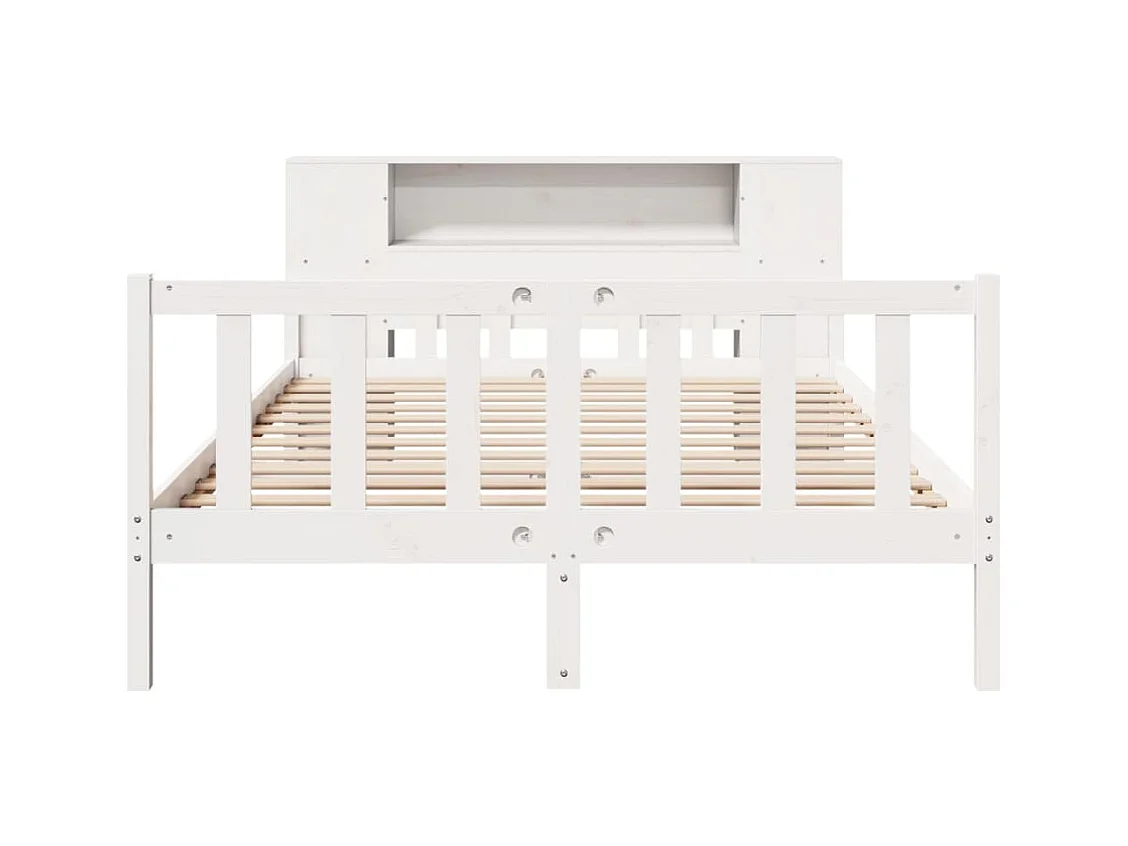 Letto libreria bianco senza materasso 160x200 cm in legno massello di pino