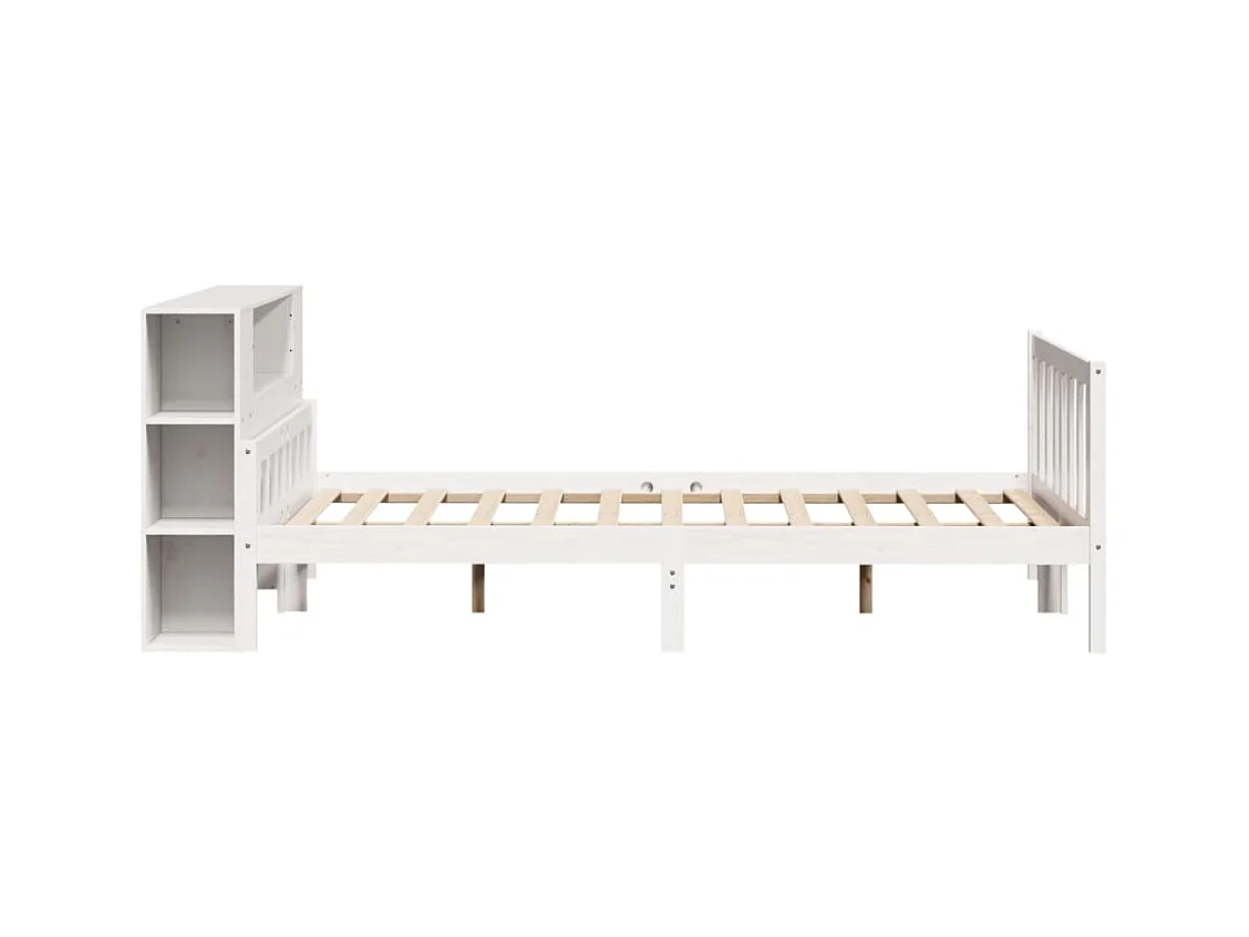 Letto libreria bianco senza materasso 160x200 cm in legno massello di pino