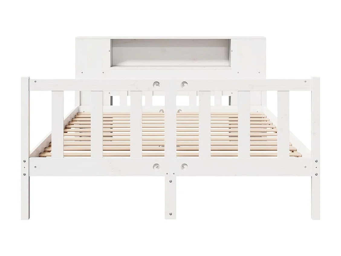 Cama librería blanca sin colchón 160x200 cm madera maciza de pino