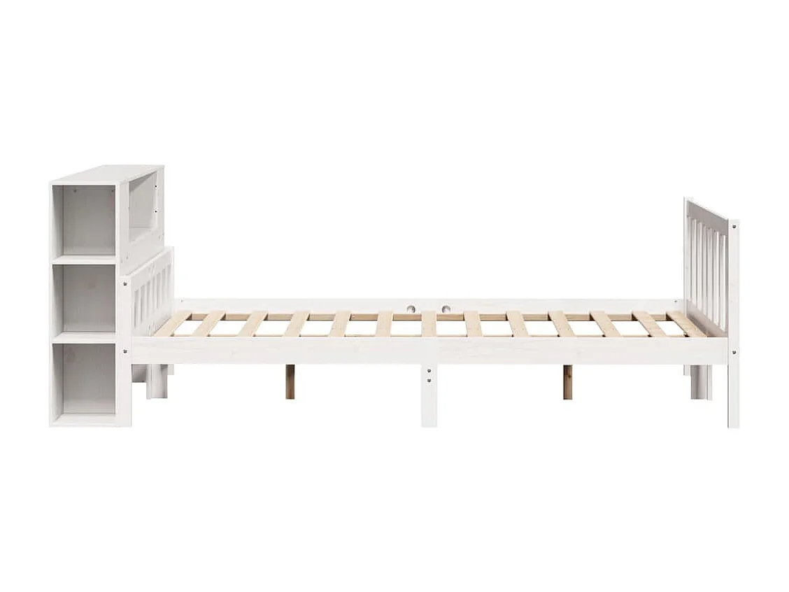 Cama librería blanca sin colchón 160x200 cm madera maciza de pino