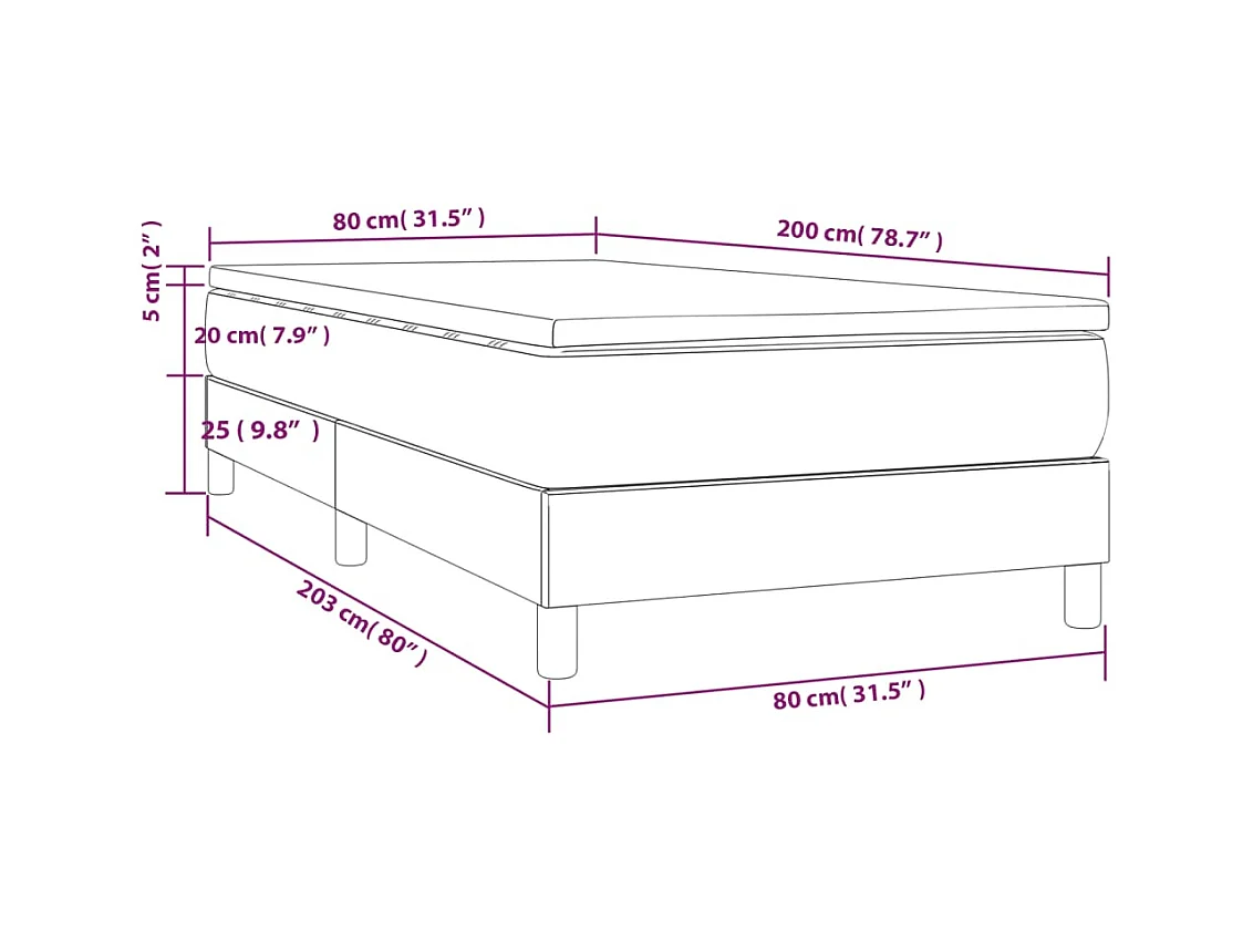 Lattenbodem en matras Zwart 80x200 cm Stof