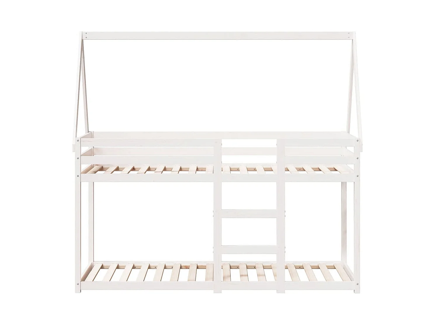 Letto a castello senza materasso bianco 90x190 cm in legno massello di pino