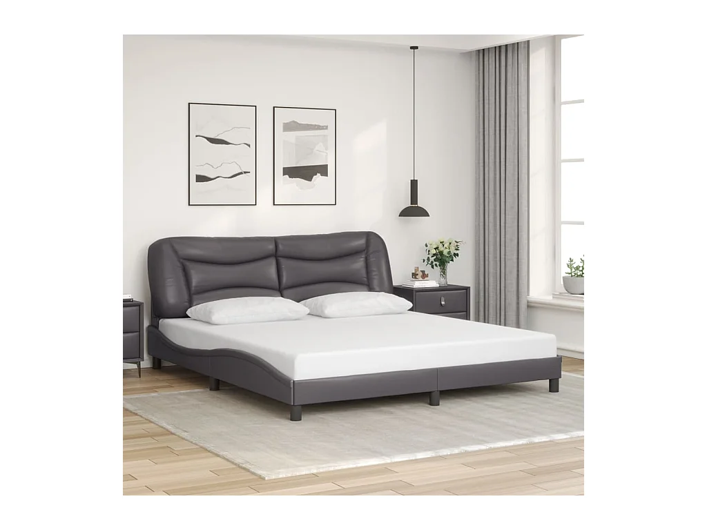 Struttura letto senza materasso grigio 180x200 cm similpelle