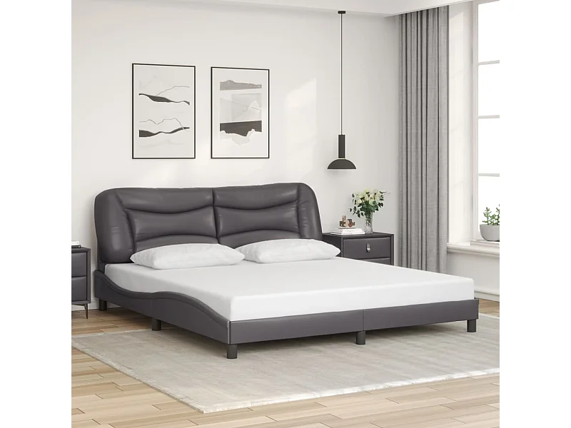 Estructura de cama sin colchón gris 180x200 cm polipiel