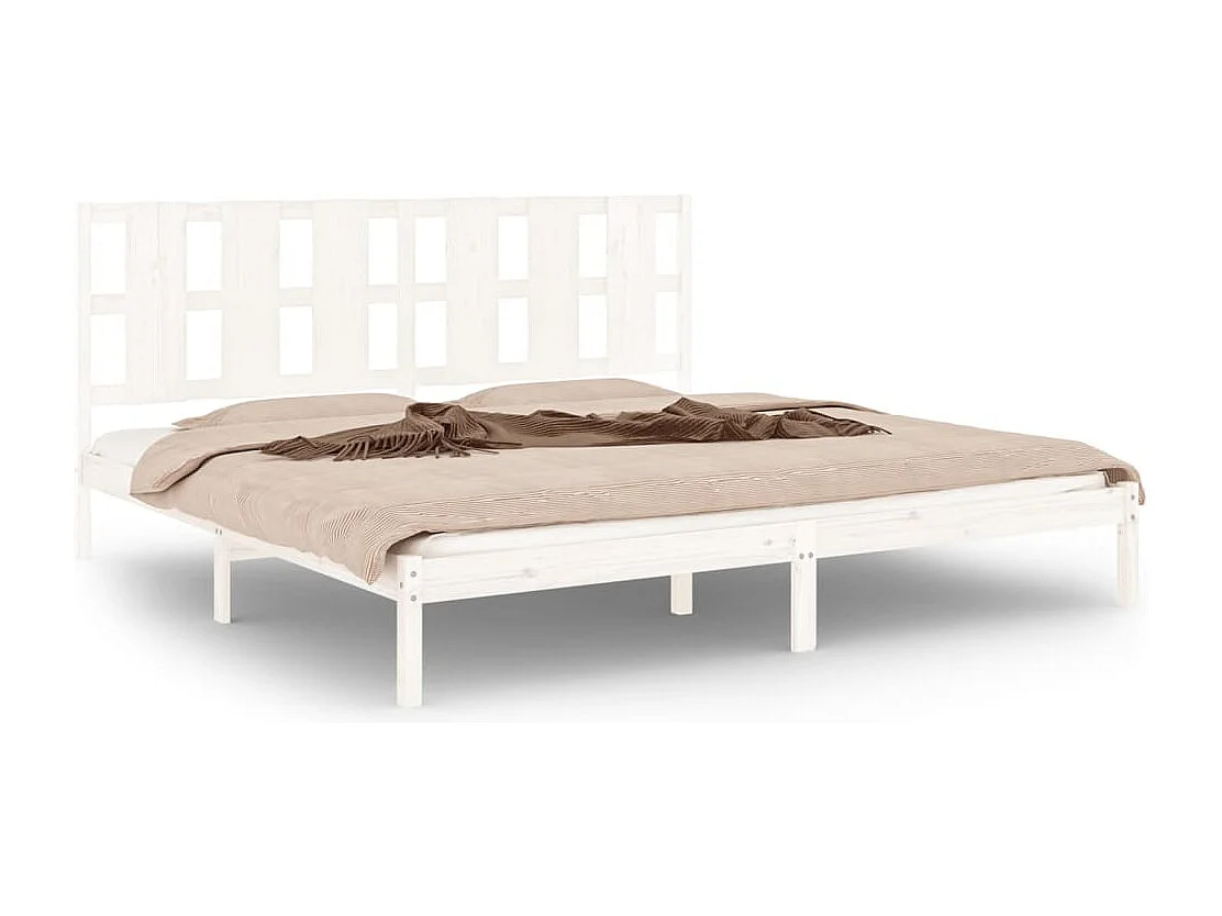 Struttura letto senza materasso bianco 200x200 cm in legno massello di pino