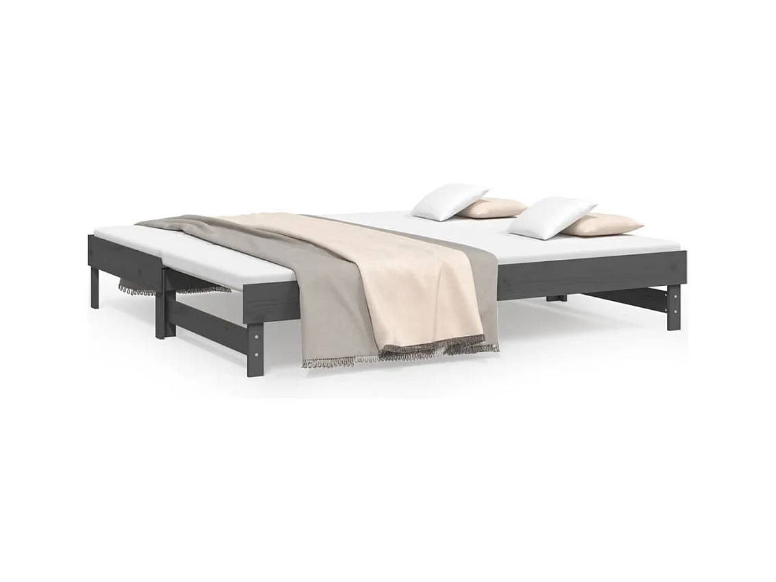 Letto scorrevole senza materasso grigio 2x(80x200)cm