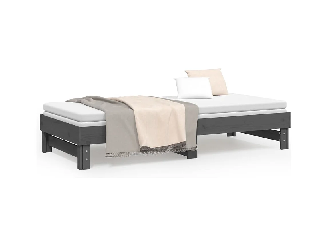 Letto scorrevole senza materasso grigio 2x(80x200)cm