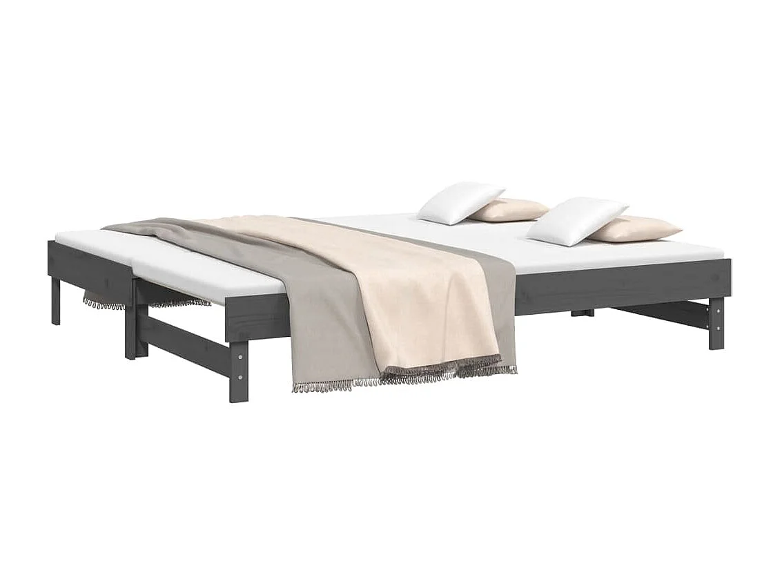 Lit coulissant sans matelas gris 2x(80x200)cm