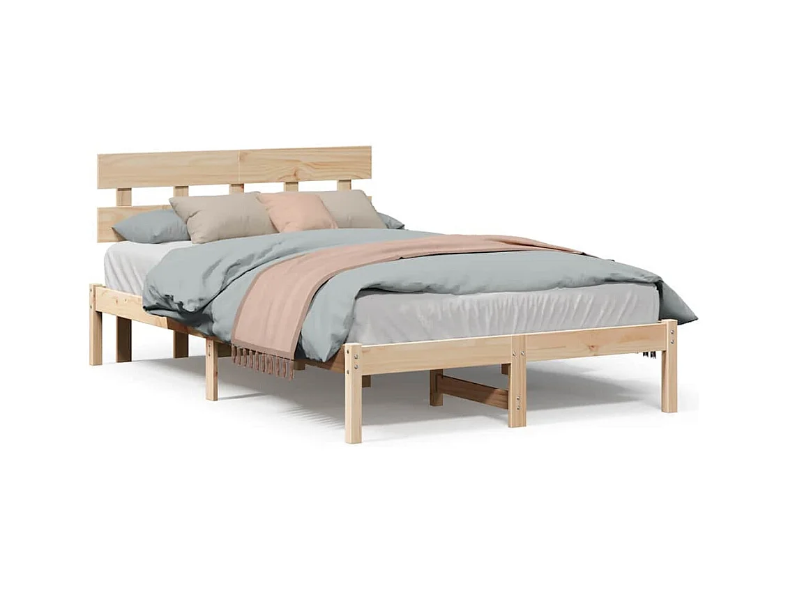 Estructura de cama marrón 140 x 190 cm madera maciza de pino