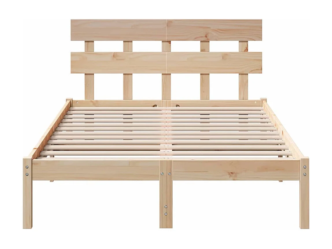 Estructura de cama marrón 140 x 190 cm madera maciza de pino
