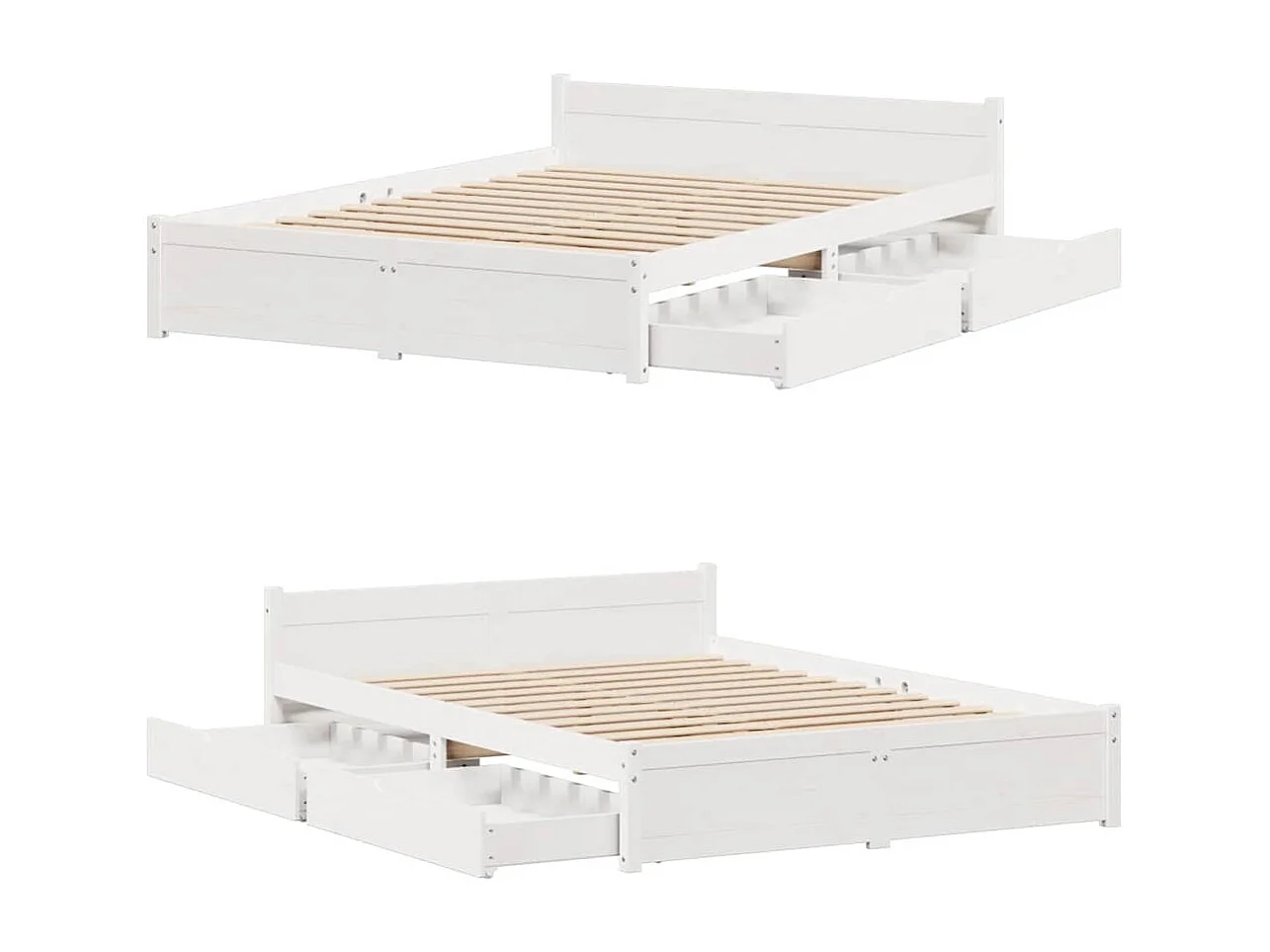 Struttura letto senza materasso bianco 150x200 cm in legno massello di pino