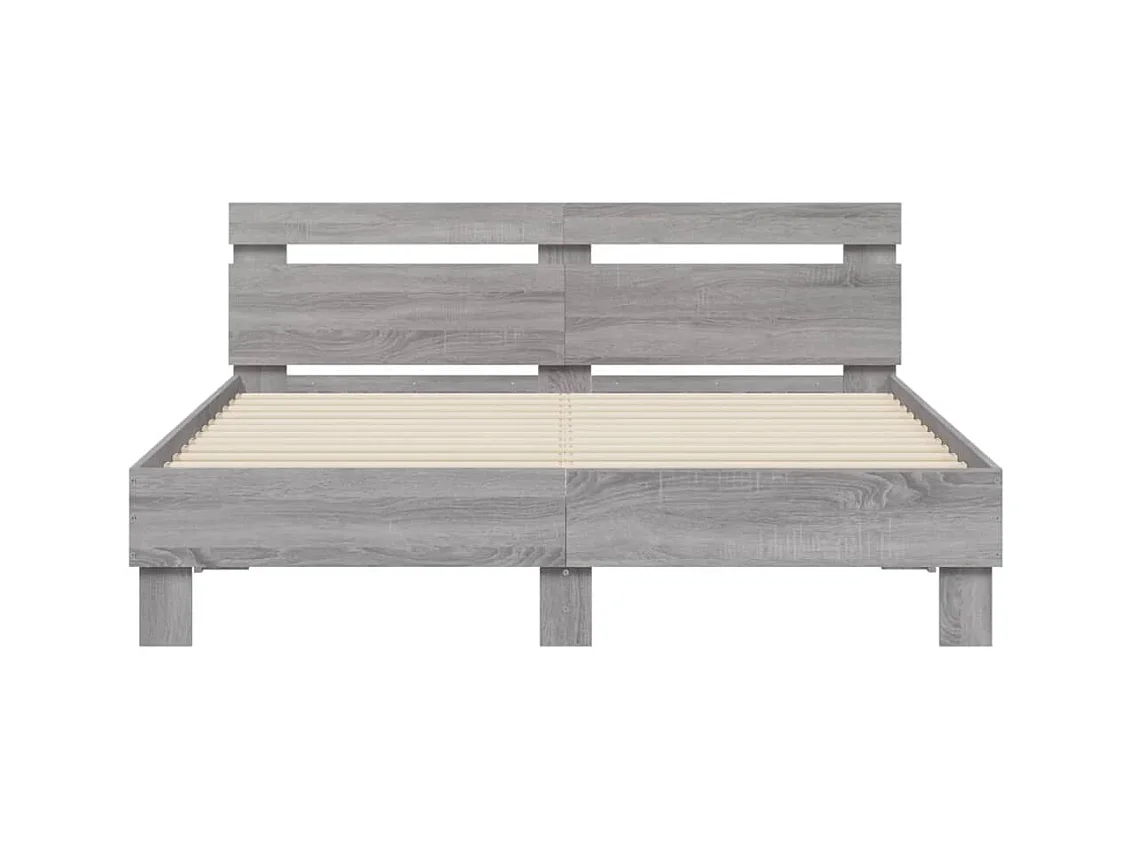 Bedframe met LED zonder matras Sonoma grijs 140x200 cm