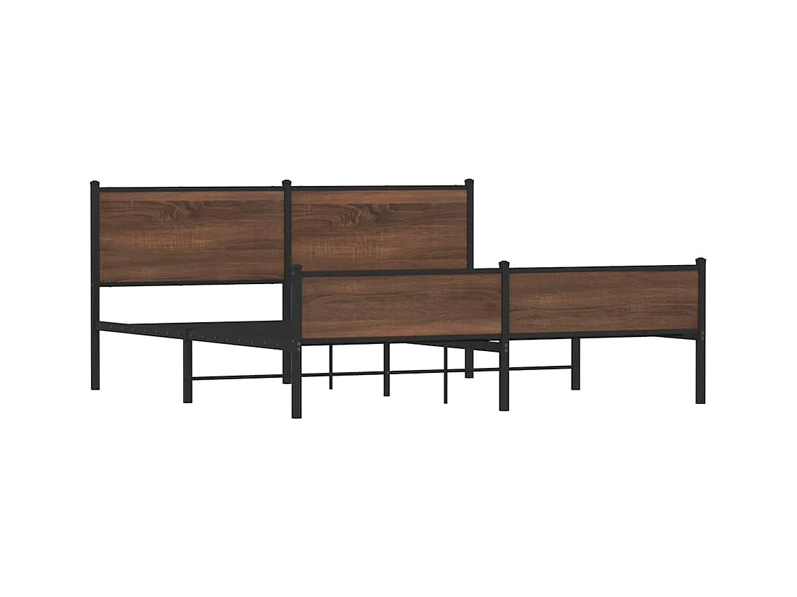 Metalen bedframe zonder matras bruin eiken 160x200 cm