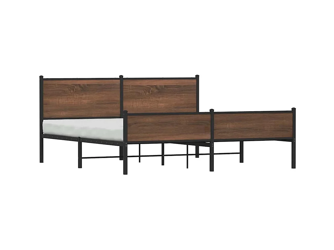 Metalen bedframe zonder matras bruin eiken 160x200 cm