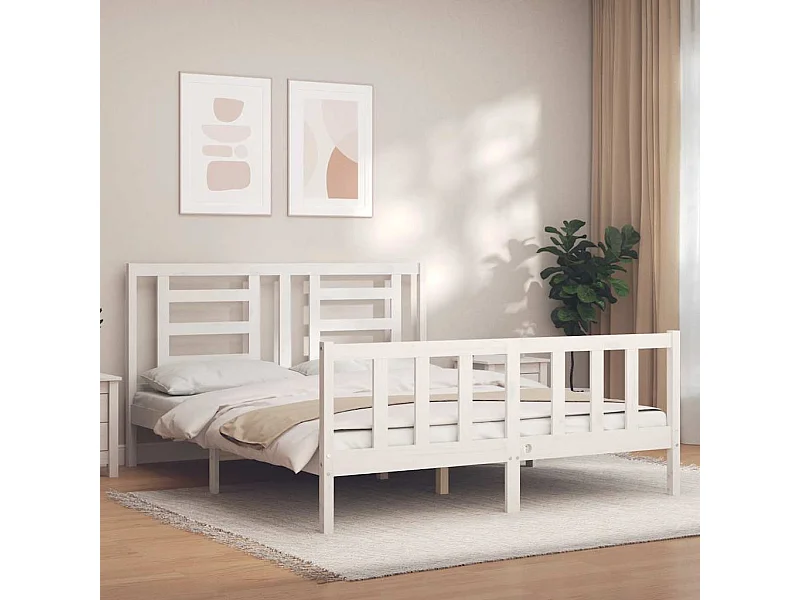 Struttura letto senza materasso bianco 160x200 cm in legno massello di pino