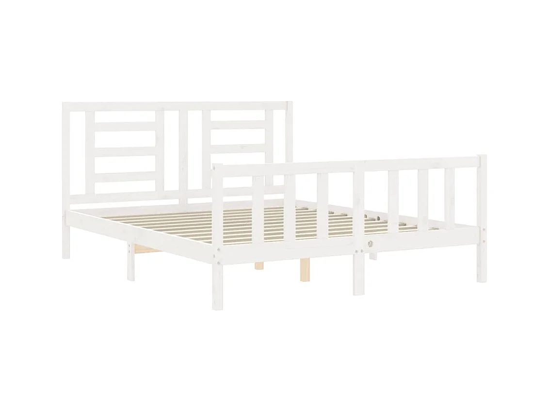 Struttura letto senza materasso bianco 160x200 cm in legno massello di pino