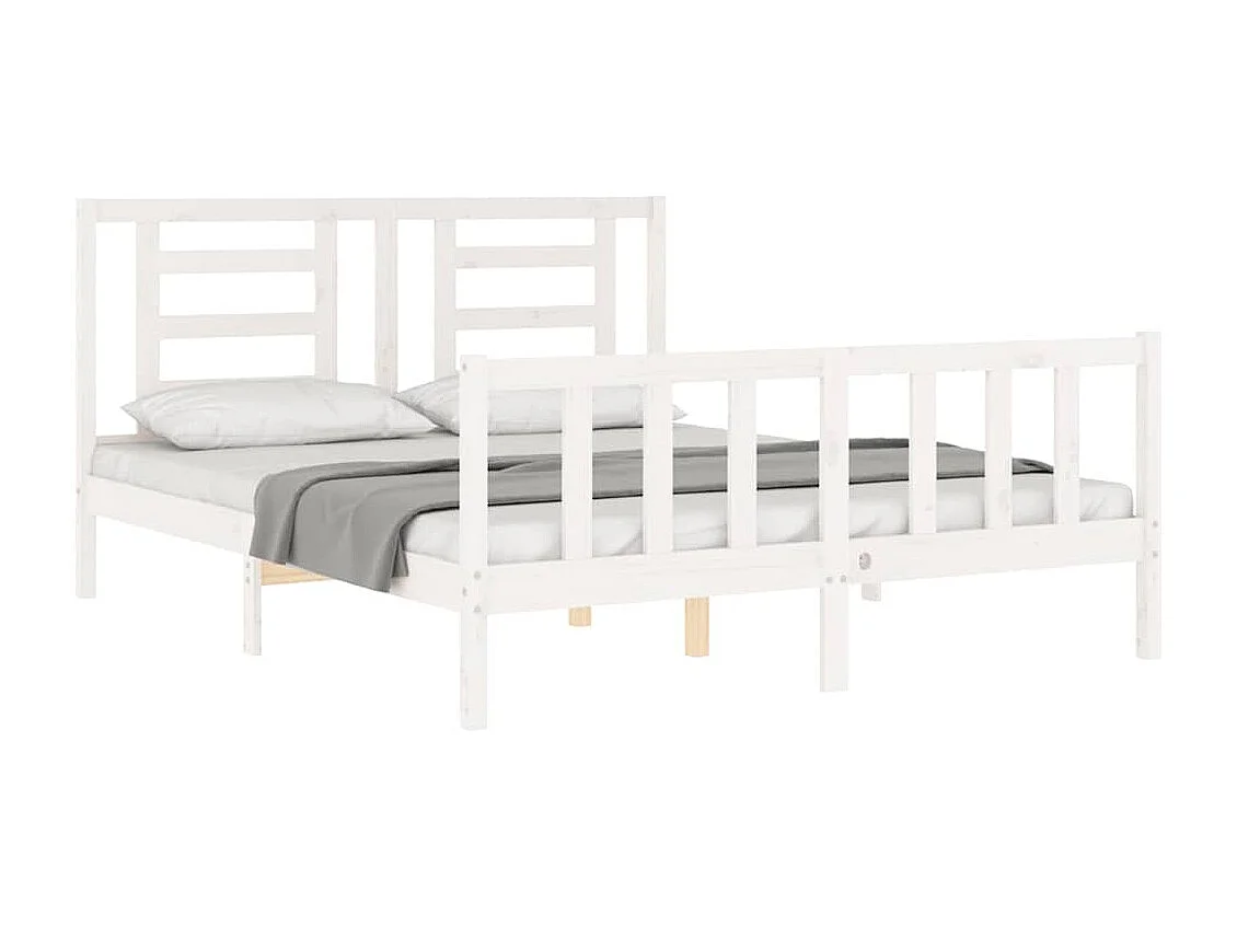Cadre de lit sans matelas blanc 160x200 cm bois de pin massif