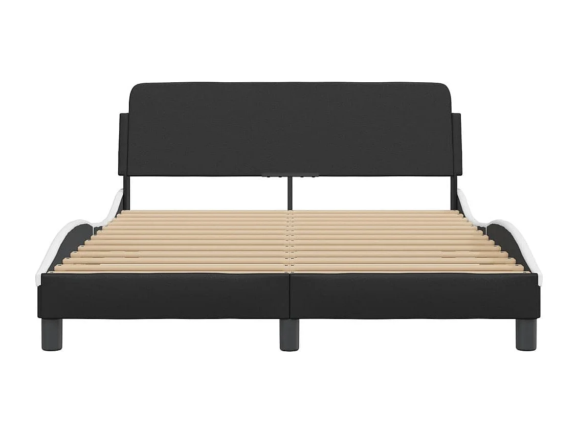 Estructura de cama sin colchón en blanco y negro 120x200 cm piel sintética