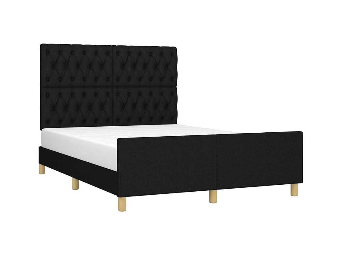 Cadre de lit sans matelas noir 140x200 cm tissu
