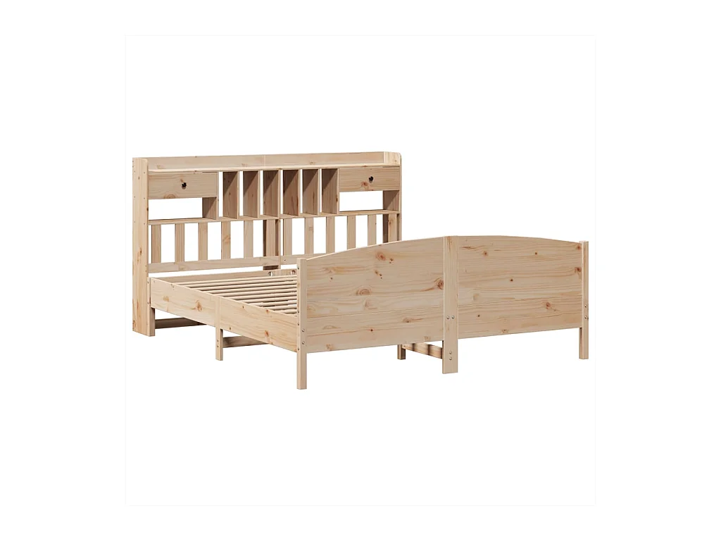 Lit bibliothèque sans matelas 180x200 cm bois massif de pin
