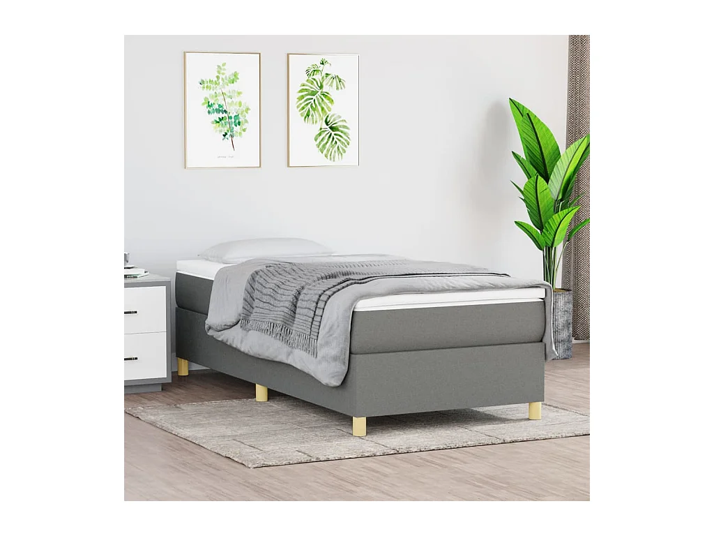 Lattenbodem en matras Donkergrijs 90x190 cm Stof