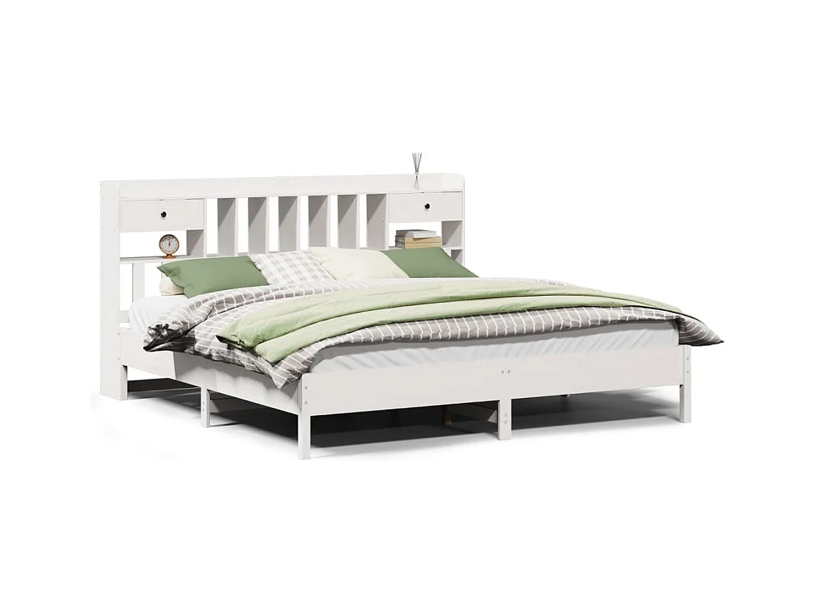 Weißes Regalbett ohne Matratze 180x200 cm Massivholz Kiefer