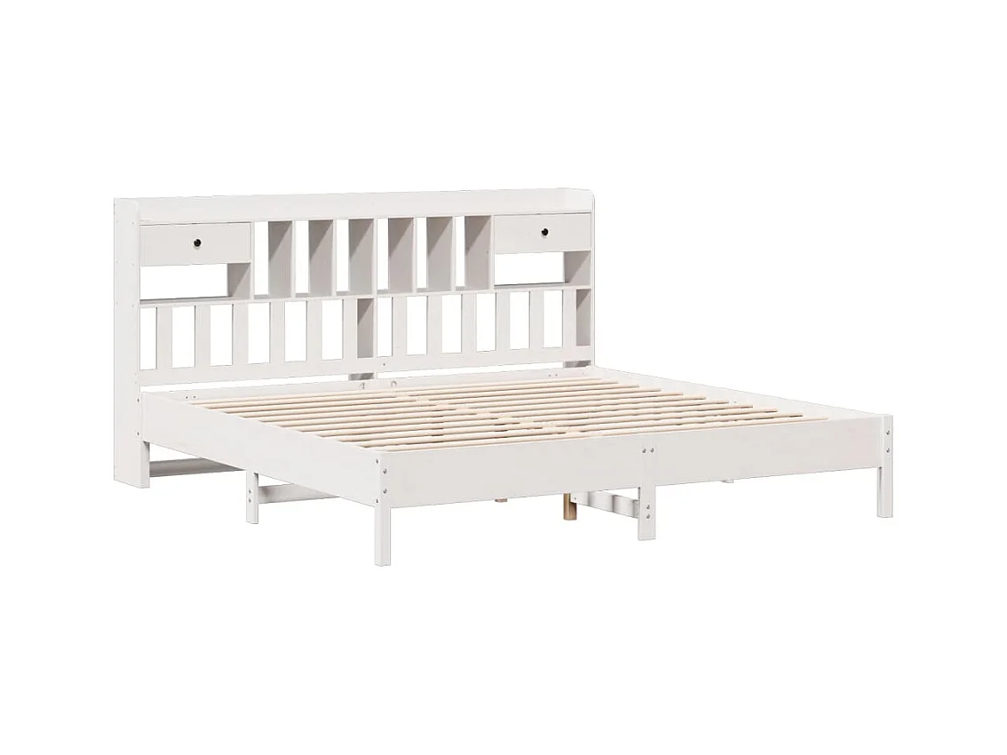 Weißes Regalbett ohne Matratze 180x200 cm Massivholz Kiefer