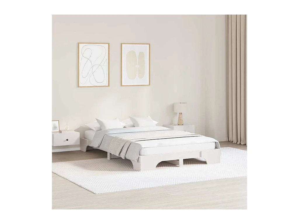 Wit bedframe 140 x 190 cm Massief grenenhout