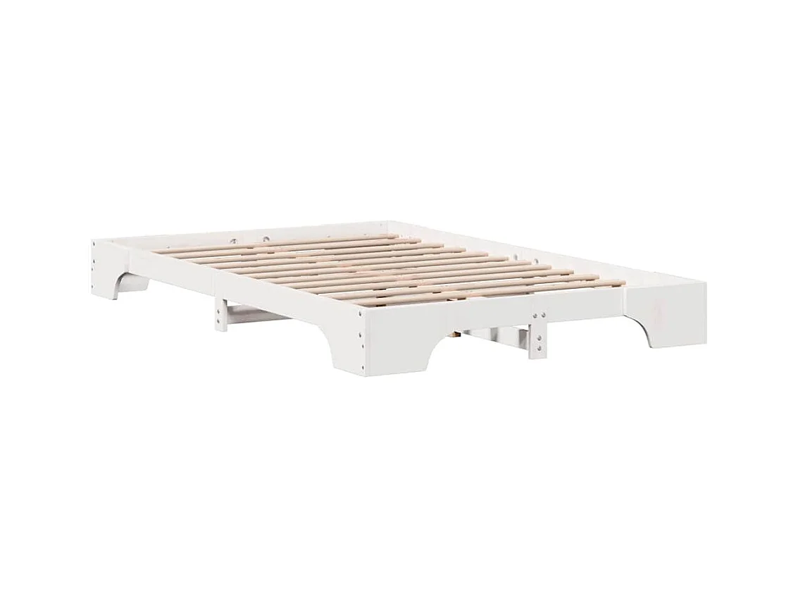Wit bedframe 140 x 190 cm Massief grenenhout