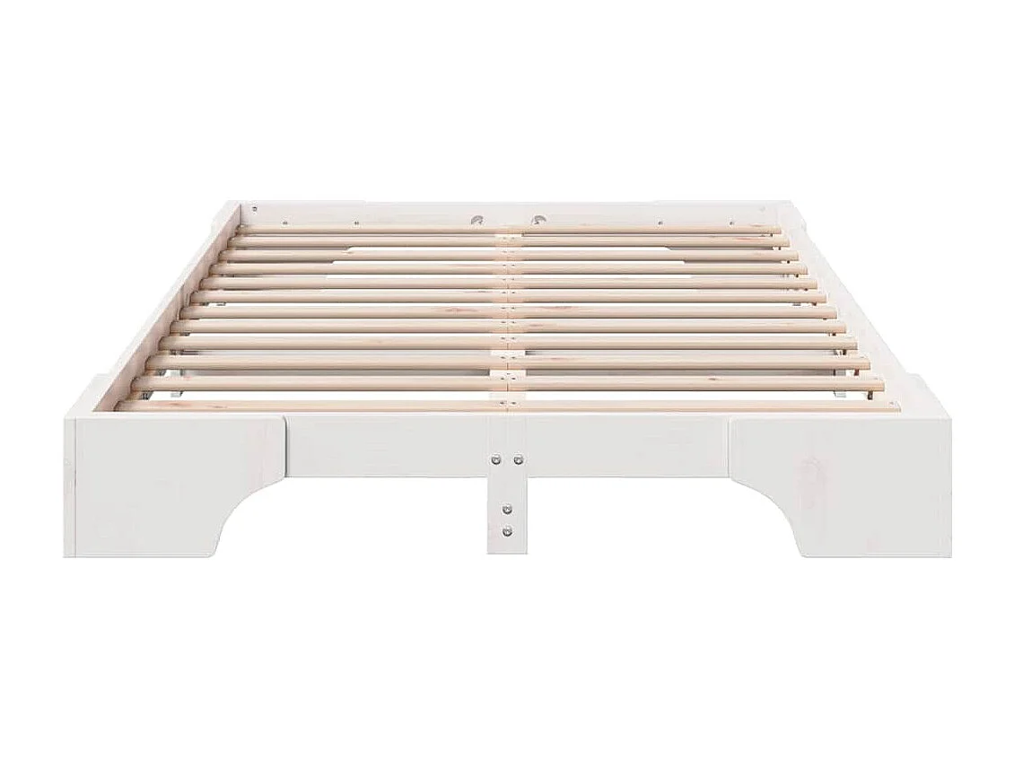 Wit bedframe 140 x 190 cm Massief grenenhout