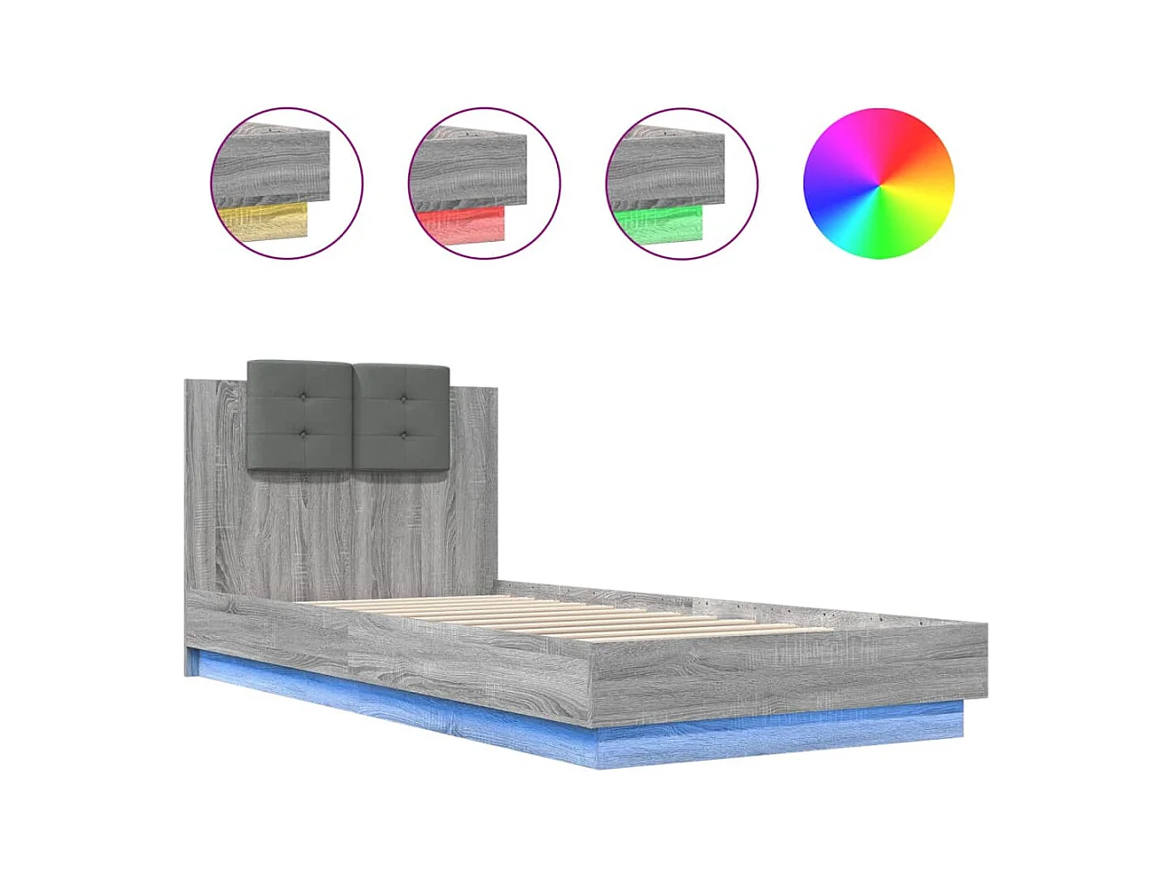 Bedframe met LED zonder matras Sonoma grijs 100x200 cm