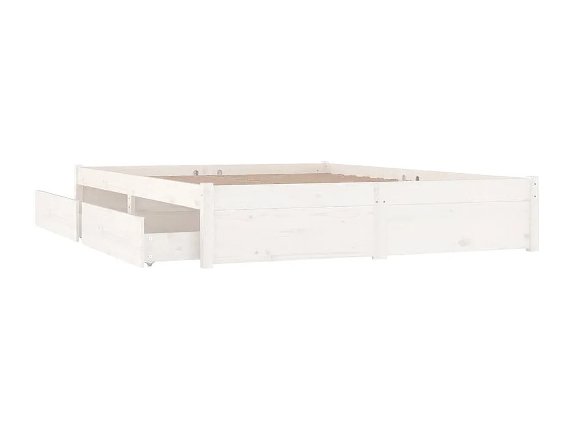 Cadre de lit sans matelas avec tiroirs blanc