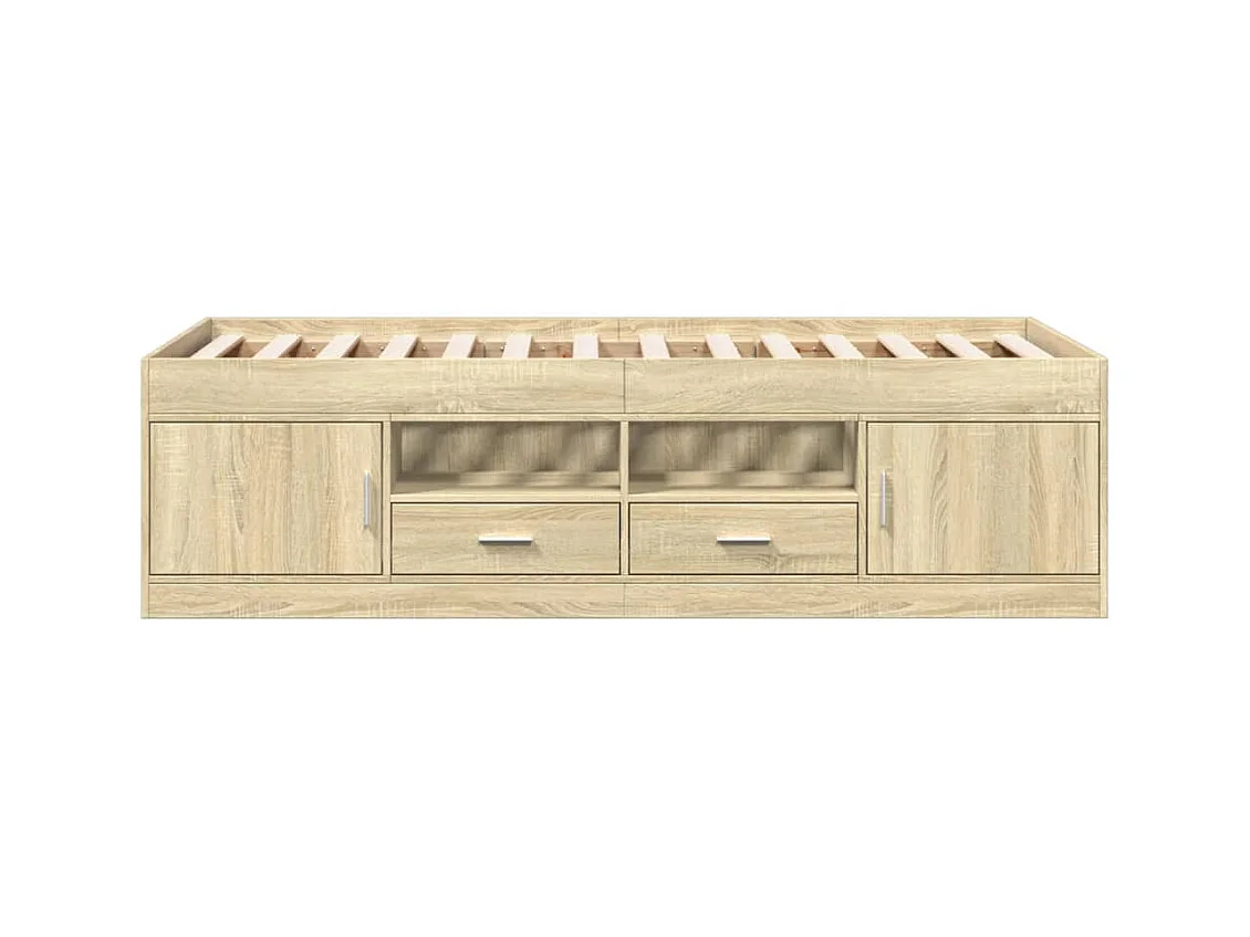 Divano letto con cassetti senza materasso rovere sonoma 75x190 cm