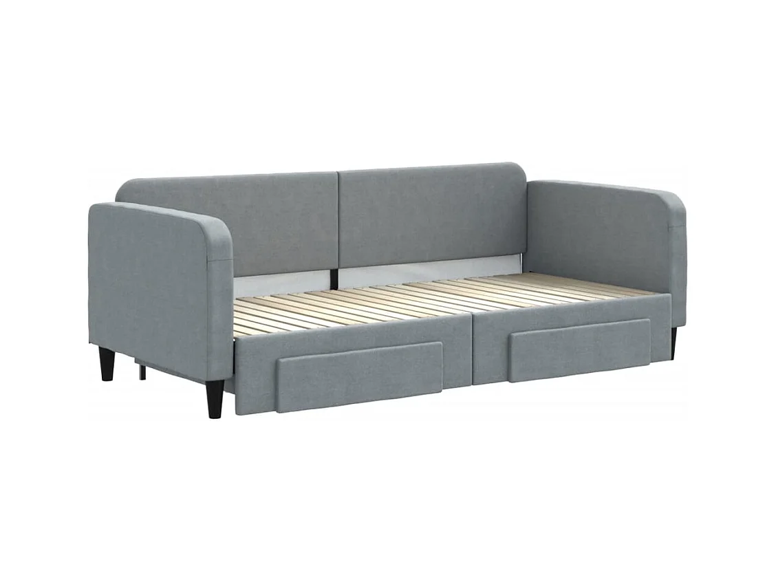 Divano letto con rotelle e cassetti senza materasso 90x200 cm