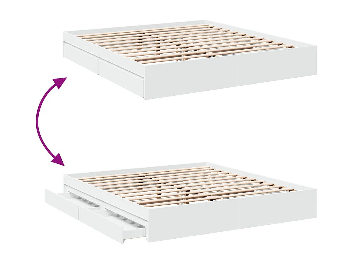 Bedframe met lades zonder matras wit 180x200 cm