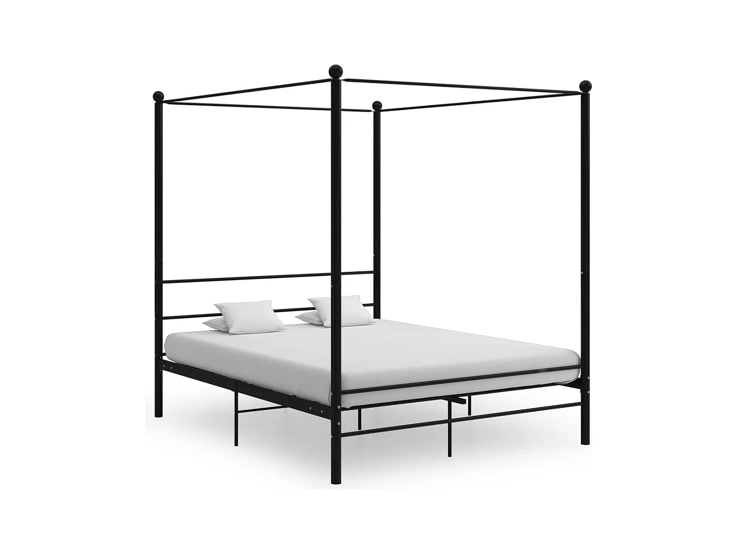 Struttura letto a baldacchino nero senza materasso 160x200 cm in metallo