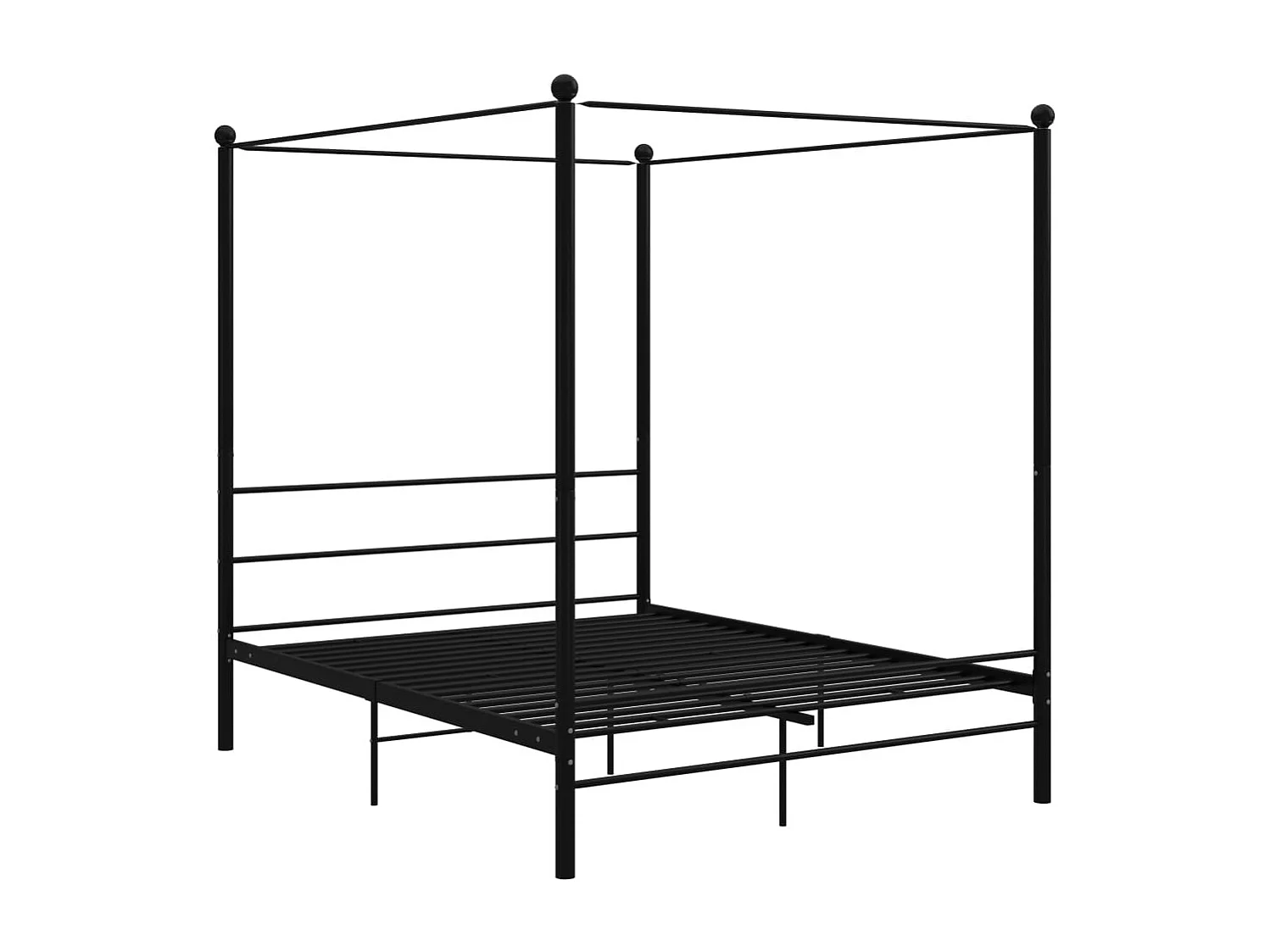 Estructura de cama con dosel negra sin colchón 160x200 cm metal