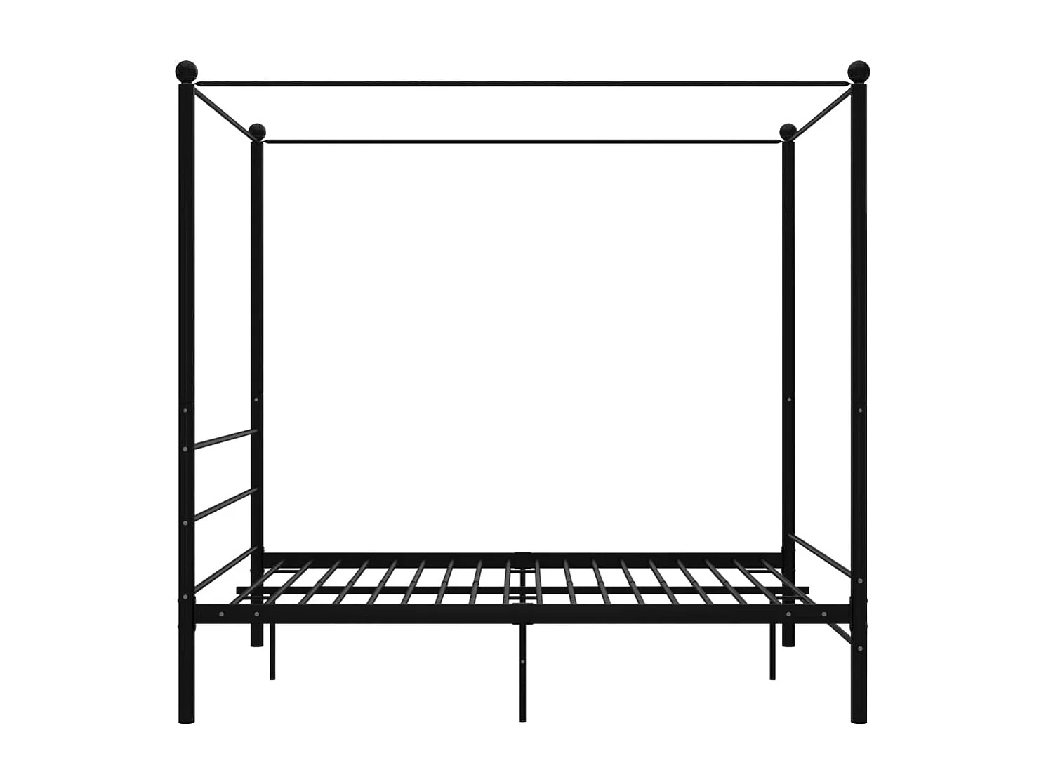 Estructura de cama con dosel negra sin colchón 160x200 cm metal