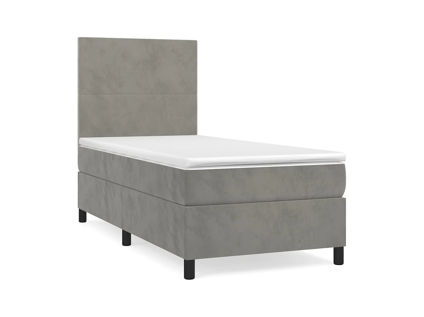 Rete a doghe in velluto grigio chiaro 100x200cm e materasso