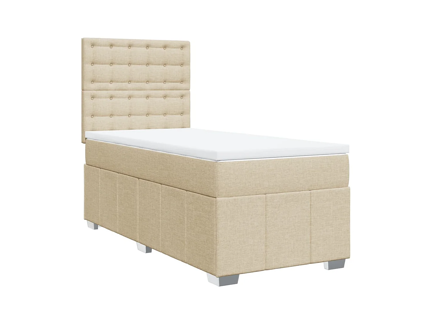 Sommier à lattes de lit avec matelas Crème 90x200 cm Tissu