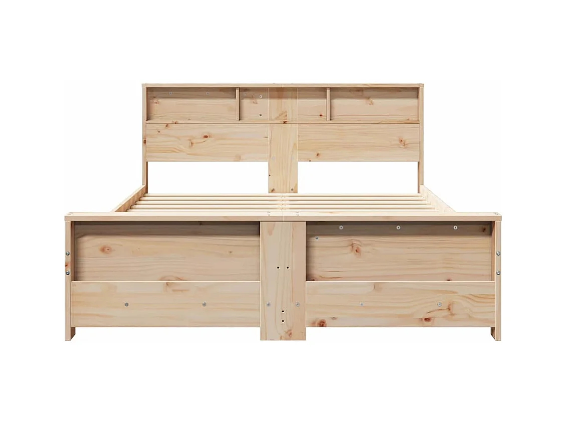 Estructura de cama marrón 140 x 200 cm madera maciza de pino