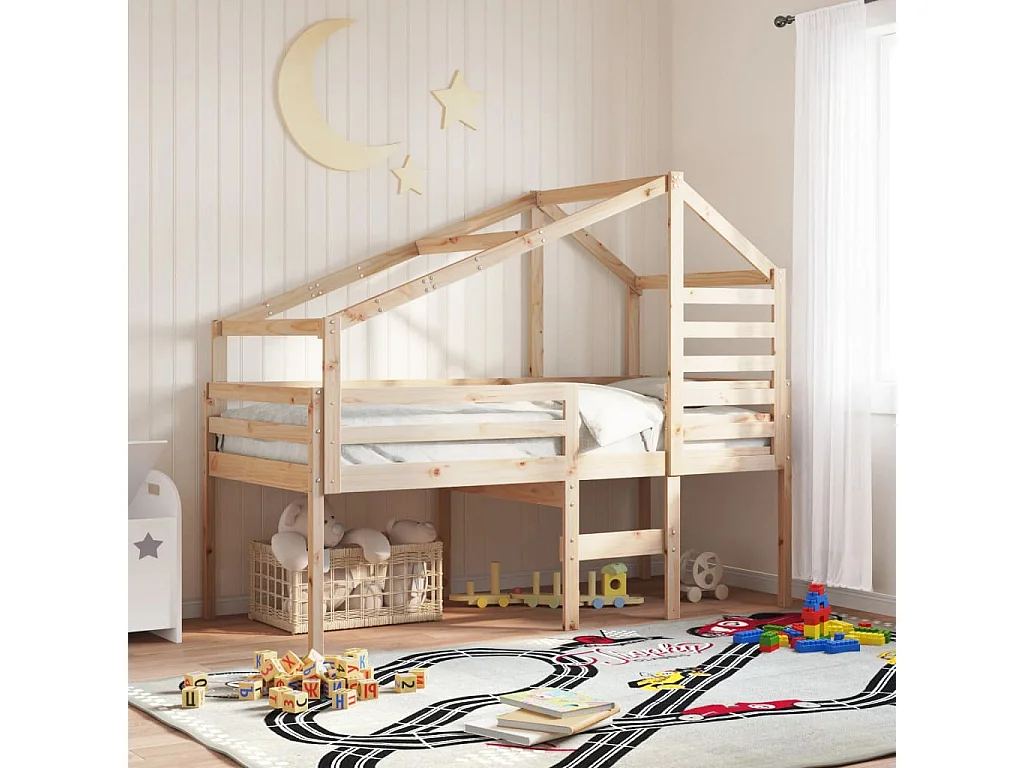 Lit haut sans matelas 80x200 cm bois de pin massif