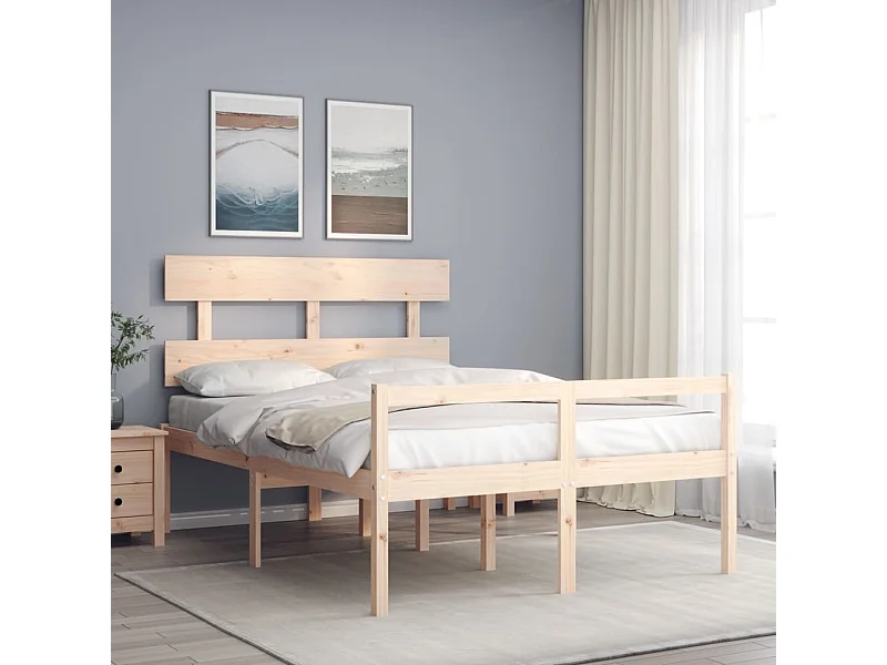 Lit pour personne âgée sans matelas 140x190 cm bois massif