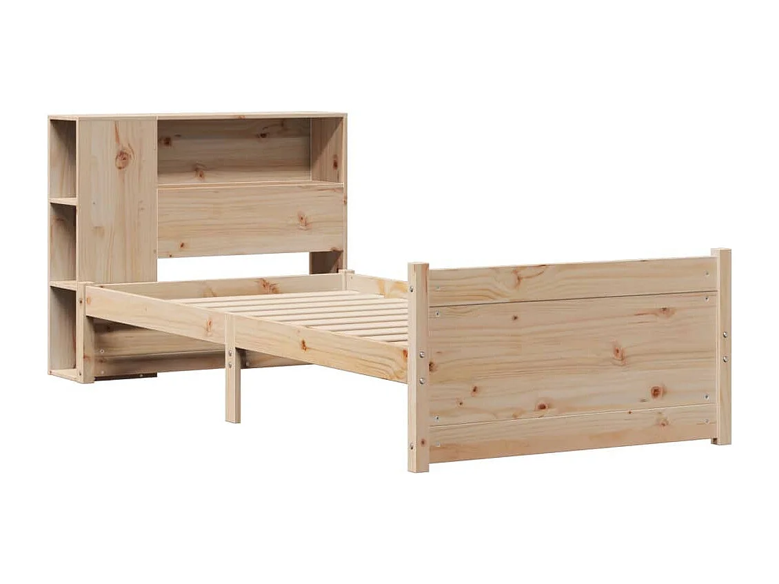 Lit bibliothèque sans matelas 90x200 cm bois de pin massif